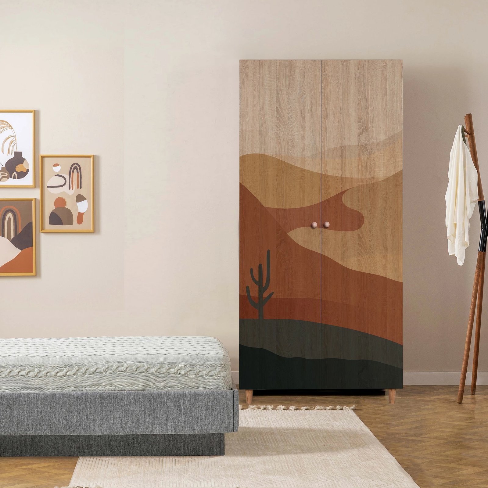 Dollap Lidya 2, Skye Decor, ngjyrë sonomo, 90x192x52 cm