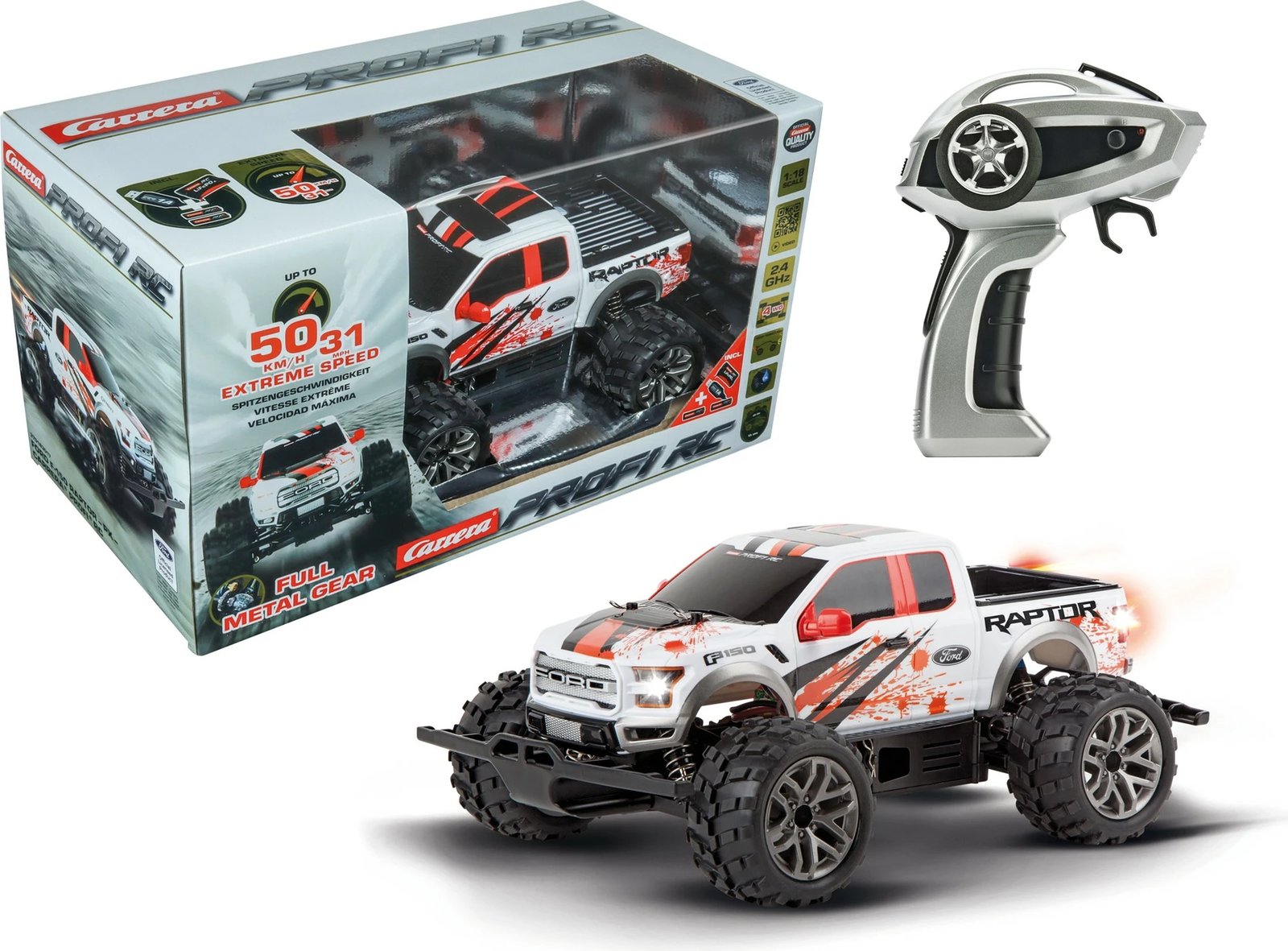 Makina me telekomandë Carrera Ford F-150 Raptor, 2.4GHz, e bardhë