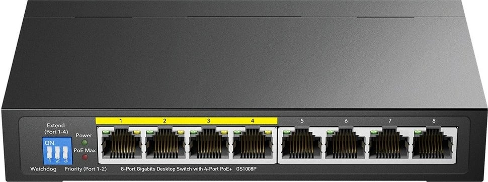 Switch Cudy GS1008P 8 porta Gigabit, 4 PoE+ deri 30W, buxhet 60W, metal