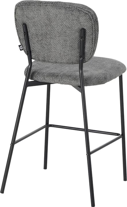 Karrige për bar Cathair, pëlhurë bouclé, ngjyrë gri e errët, këmbë metalike të zeza, 48x54x100cm