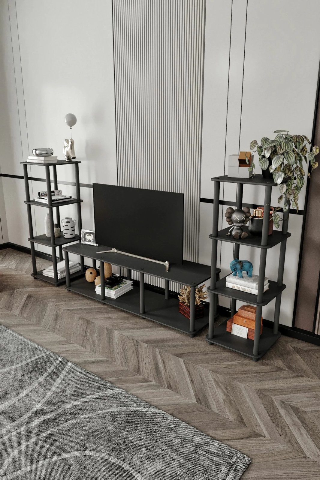 Komodë TV Skye Decor, e madhe, ngjyrë e zezë