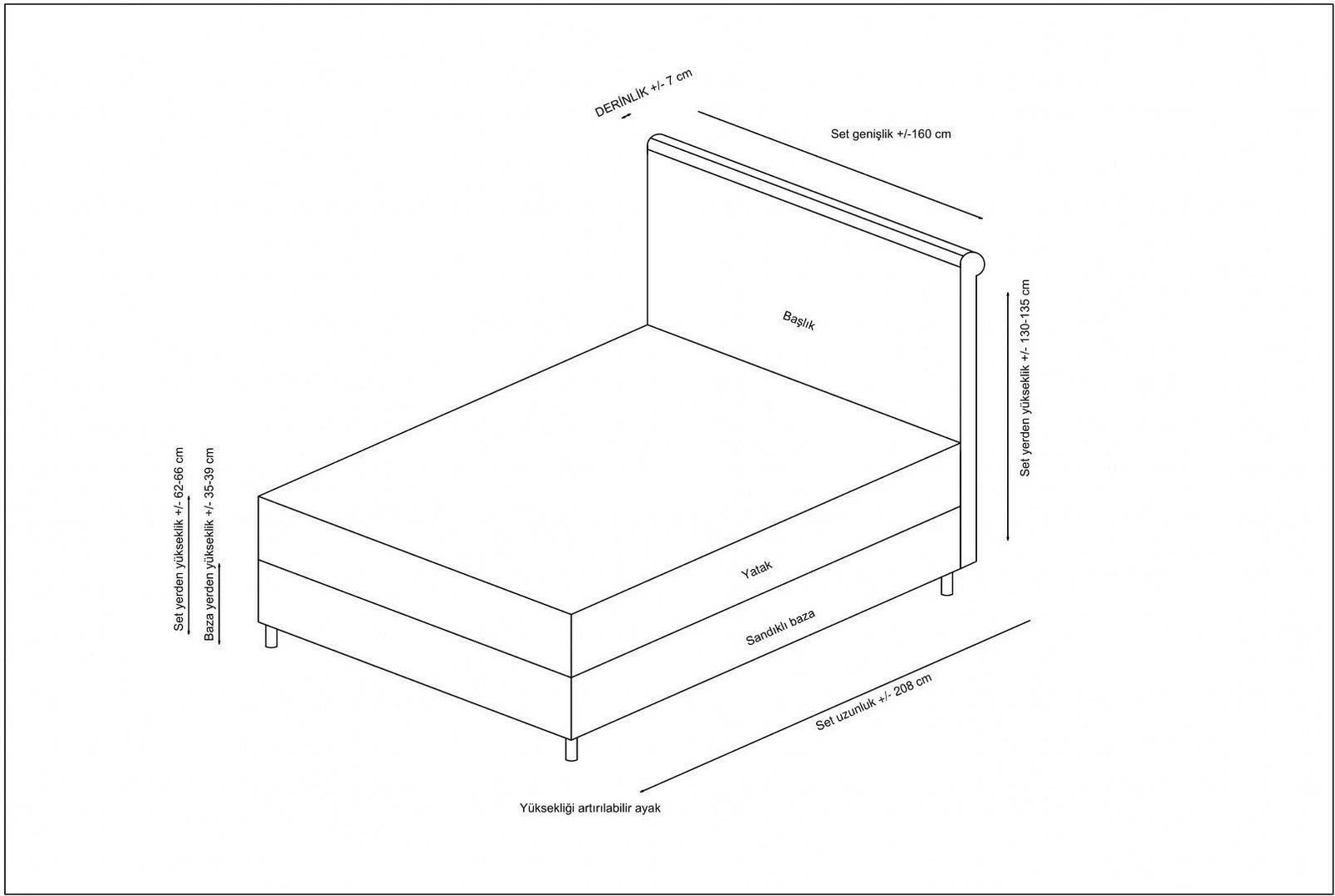 Set dysheku, bazë dhe shpinore krevati, ngjyrë antracit, Skye Decor, Sonata, 90x190cm