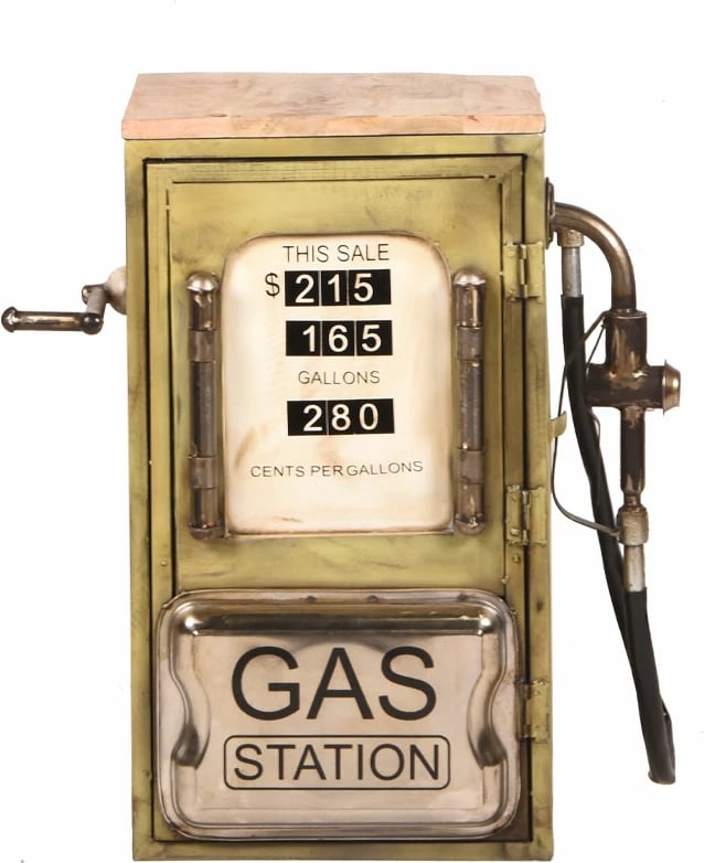 Tavolinë anësore Gas Pump, shumëngjyrëshe me dizajn vintage, 57x36x71