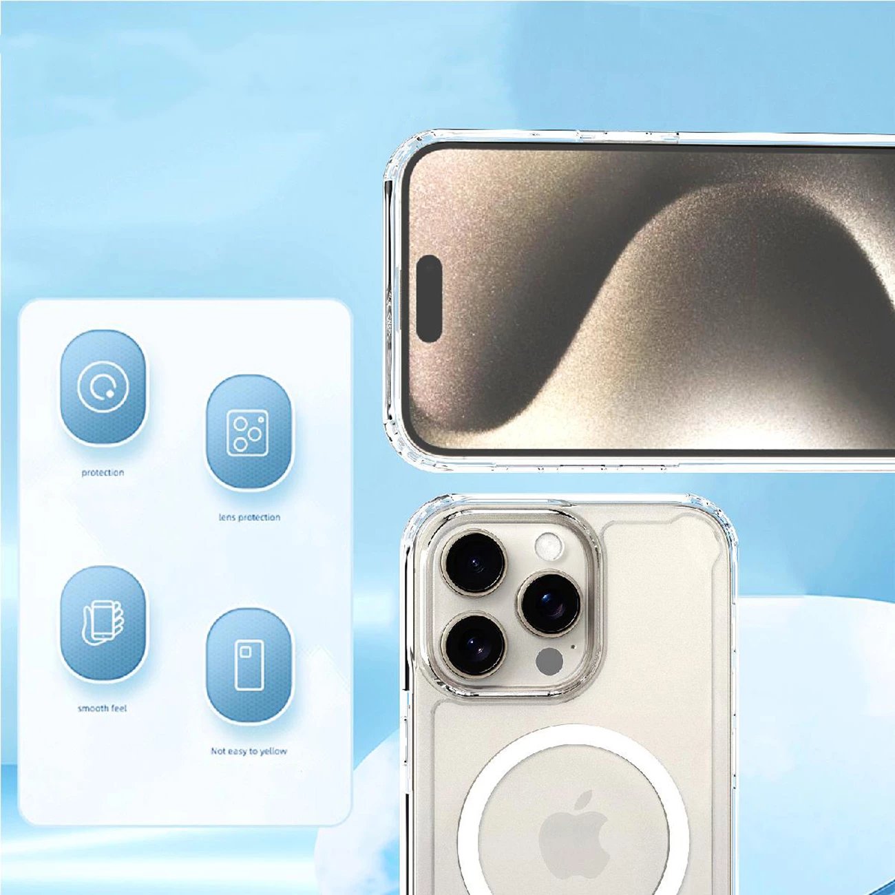 Mbështjellës Hurtel MagSafe Clear Corner Case për iPhone 16 Pro, transparent
