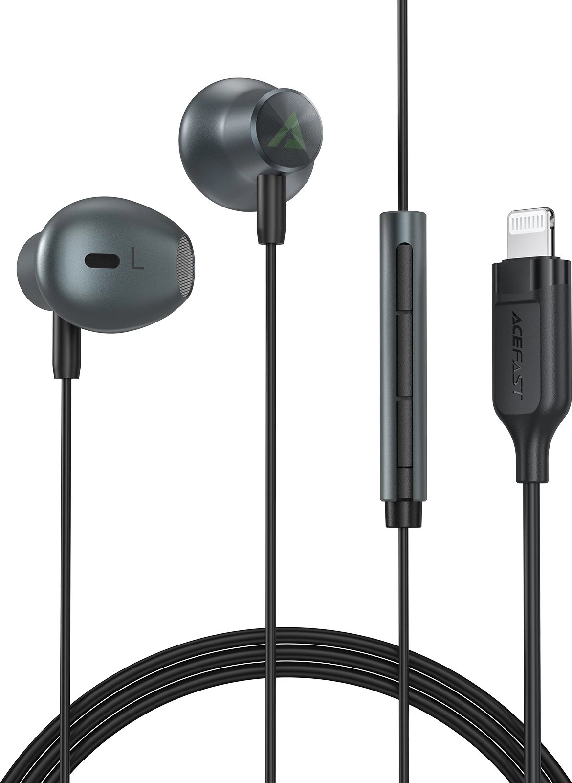 Kufje in-ear Acefast L1 me Lightning, mikrofon dhe telekomandë, 1.2m, të zeza