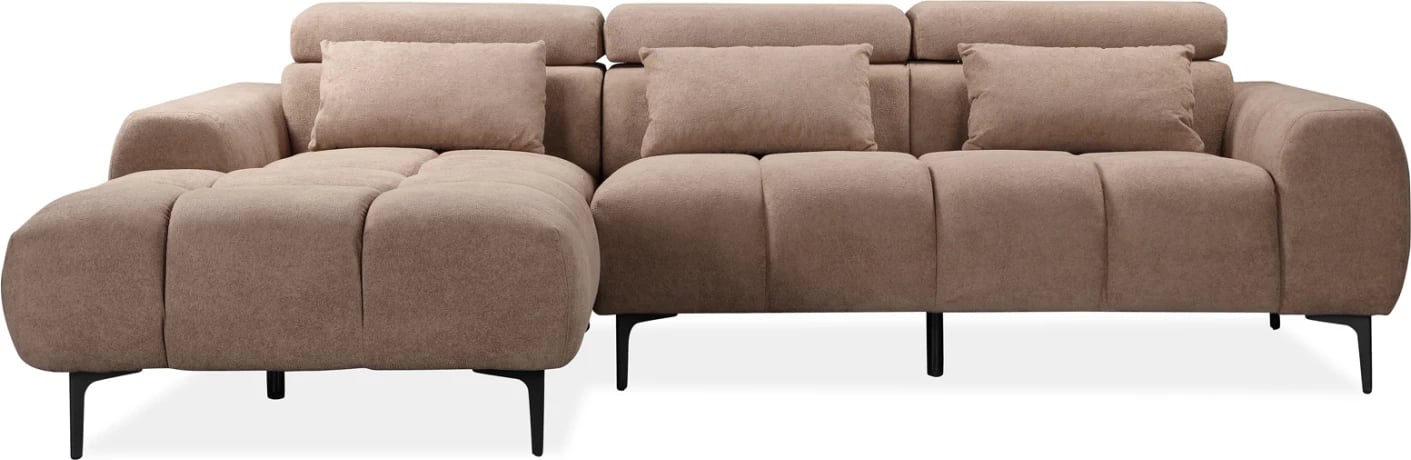 Divan qoshe i majtë DIVYA FH3267.01L, lëkurë sintetike, ngjyrë kafe e çelur, 266x104x97H cm