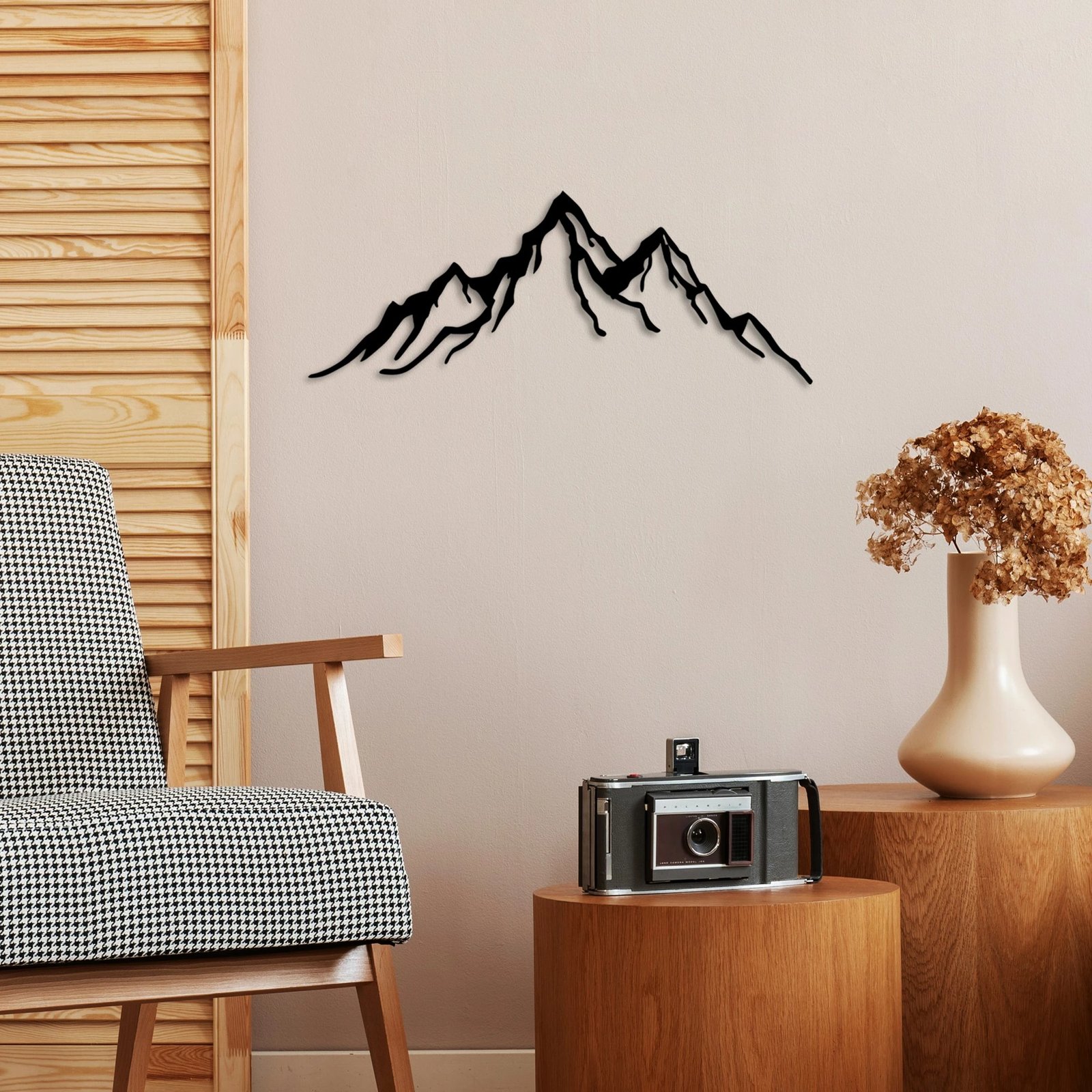 Aksesor dekorativ metalik për mur, Wallity, mal, 52x20cm