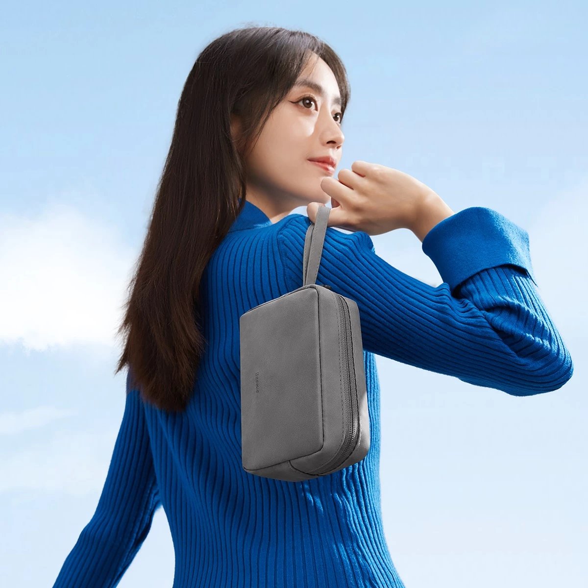 Çantë e vogël udhëtimi Baseus EasyJourney, mbështjellës për telefon, kufje dhe sende të vogla, gri