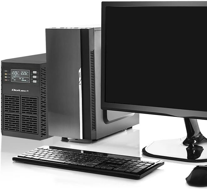 UPS Qoltec 2kVA 2000W, Online, LCD, EPO, USB, i zi