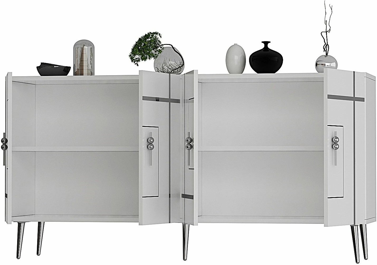 Konsol Skye Decor, Line KB150, e bardhë, argjend