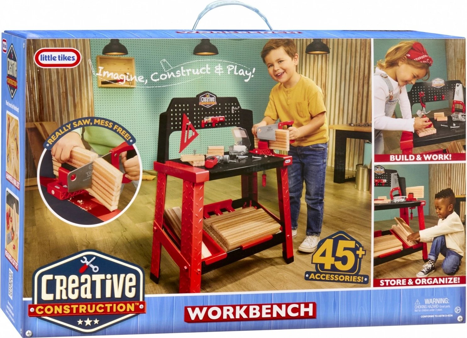 Set punëtori lodrash, Little Tikes Creative Construction 643910-EUC, 45+ aksesorë, plastikë, 3+ vjeç, shumëngjyrësh, set