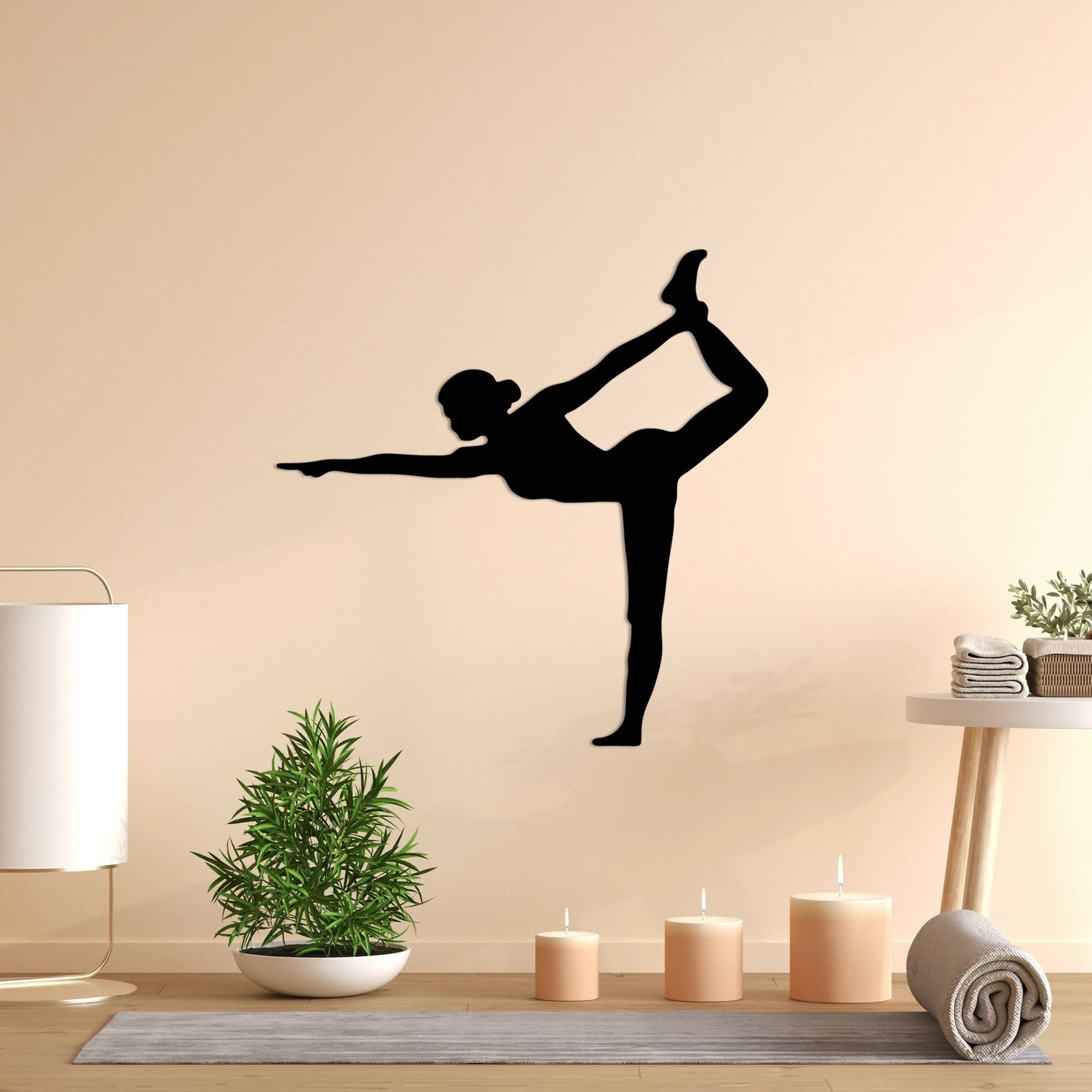 Aksesor dekorativ metalik për mur, Wallity Yoga 11, ngjyrë e zezë, 55x55cm