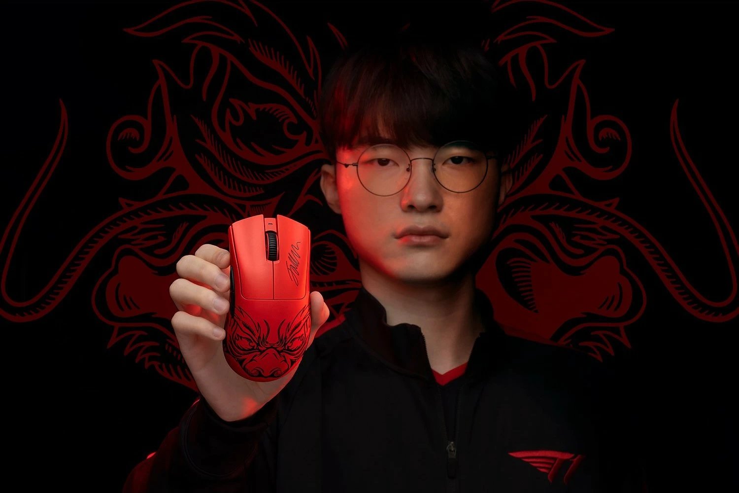Maus Razer DeathAdder V3 Pro Faker Edition, wireless, 30000 DPI, i kuq