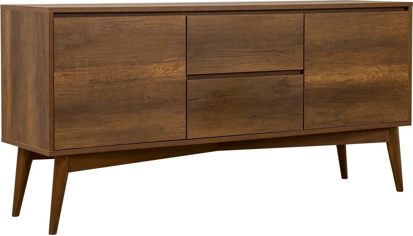 Set tavolinë me karrige dhe konsol, zgjatues, 7 pjesë, Skye Decor, Vina 03 0701, ngjyrë arre, gri