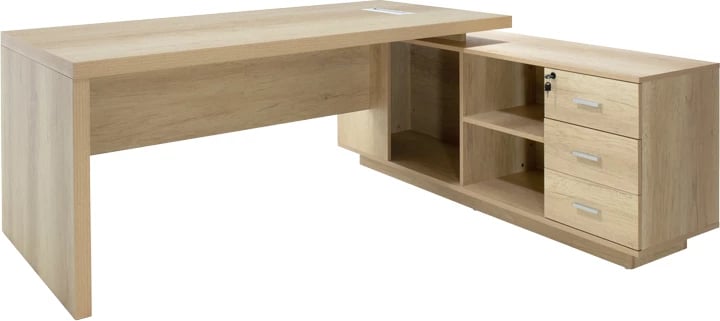 Tavolinë pune profesionale Amazon, këndore, ngjyrë natyrale, 200x170x75 cm