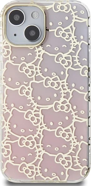 Mbështjellës Hello Kitty IML Gradient Electrop Crowded Kitty Head për iPhone 15, rozë