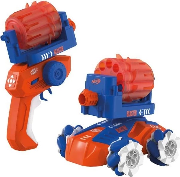 Makine RC Carrera Nerf Blasting 2.4GHz, me telekomandë, 10 shigjeta, Blu/Portokalli