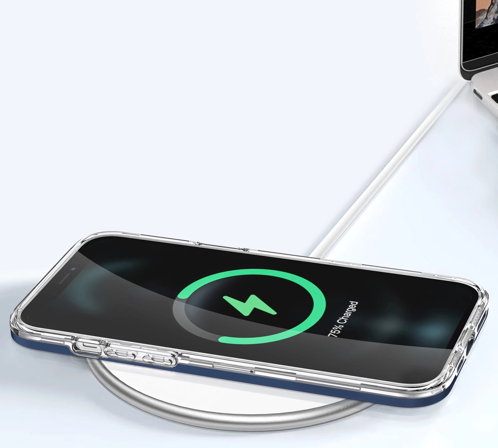 Mbështjellës Hurtel Hybrid Armor Clear 3in1 për iPhone 12 Pro, kornizë kaltër, transparent