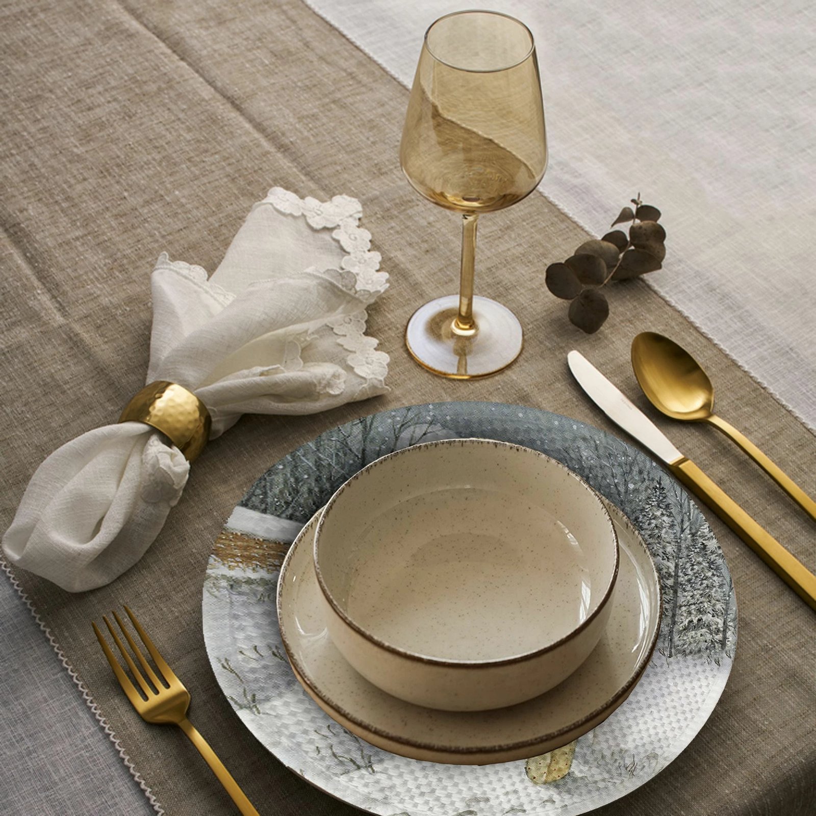 Nënshtrues tavoline Hermia Concept, shumëngjyrësh, 4 copë, 37cm