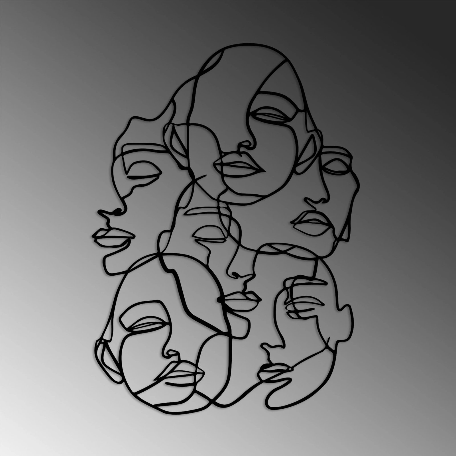 Aksesori dekorativ metalik për mur, Wallity Facce-1, ngjyrë e zezë, 42x60cm