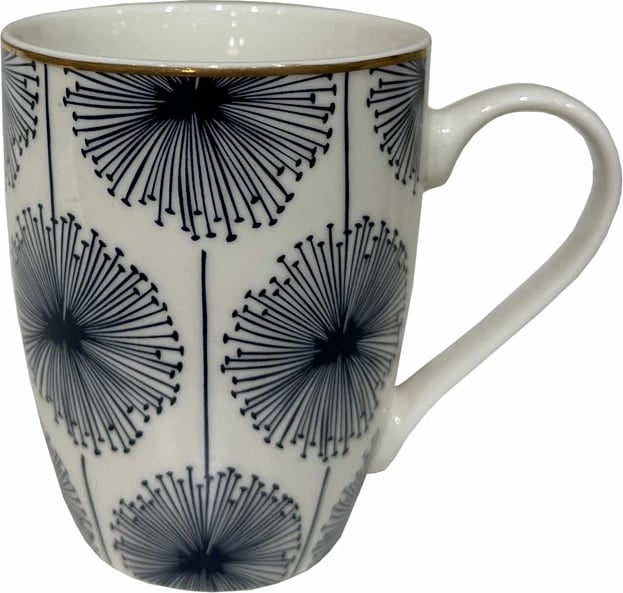 Filxhan Fleur, porcelan New Bone China, i bardhë, detaje blu e ar, 8x8x11cm