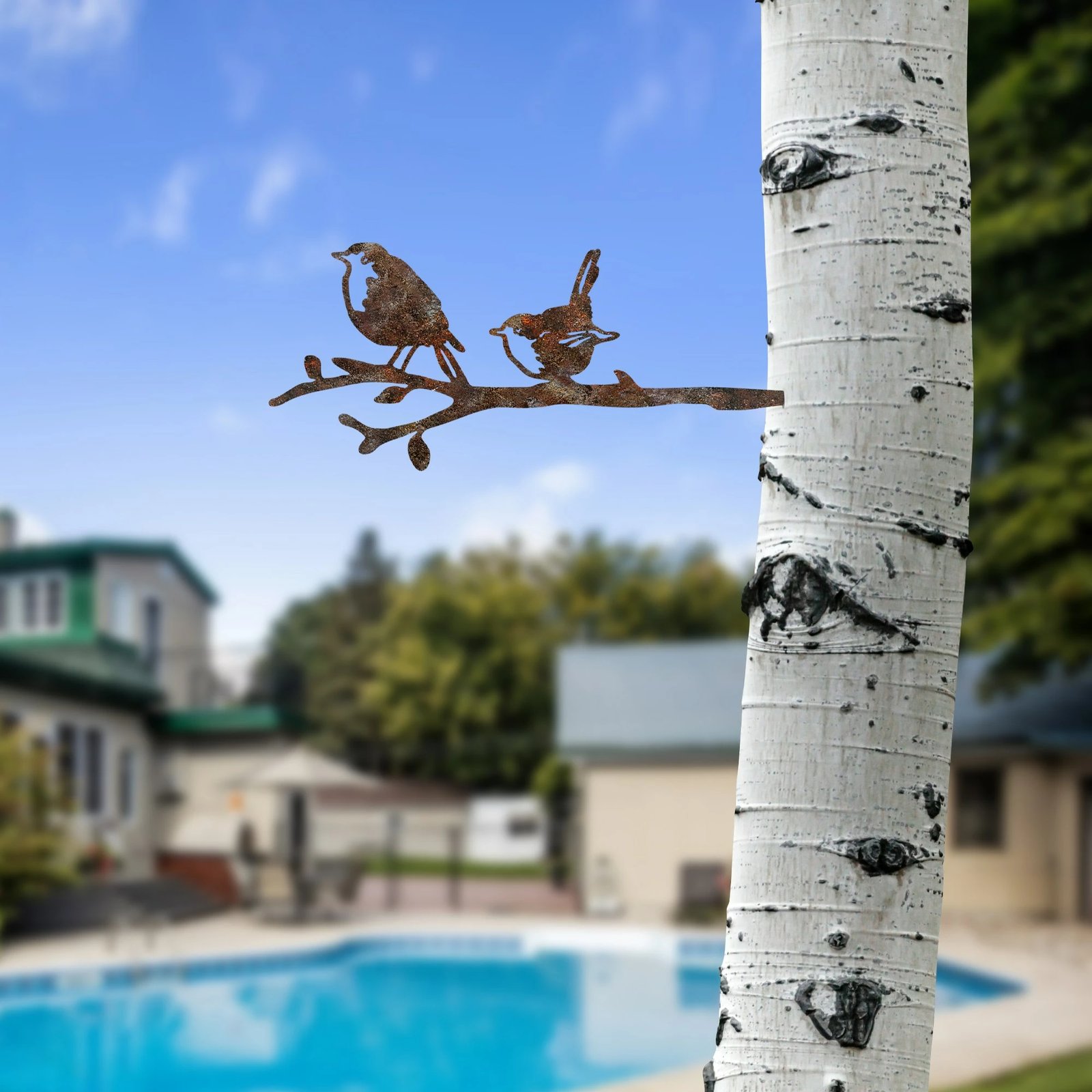 Objekt dekorativ kopshti, zogj në degë, ngjyrë kafe, Aberto Design, 55x22cm