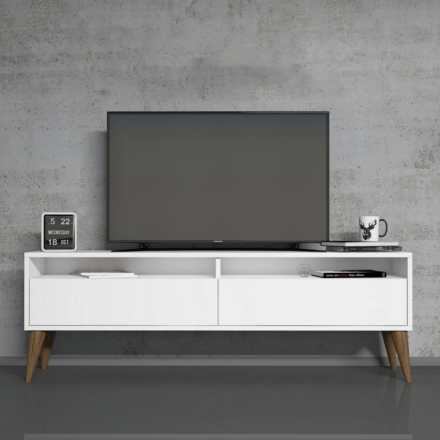 Komodë për TV Hanah Home, Best 2, e bardhë