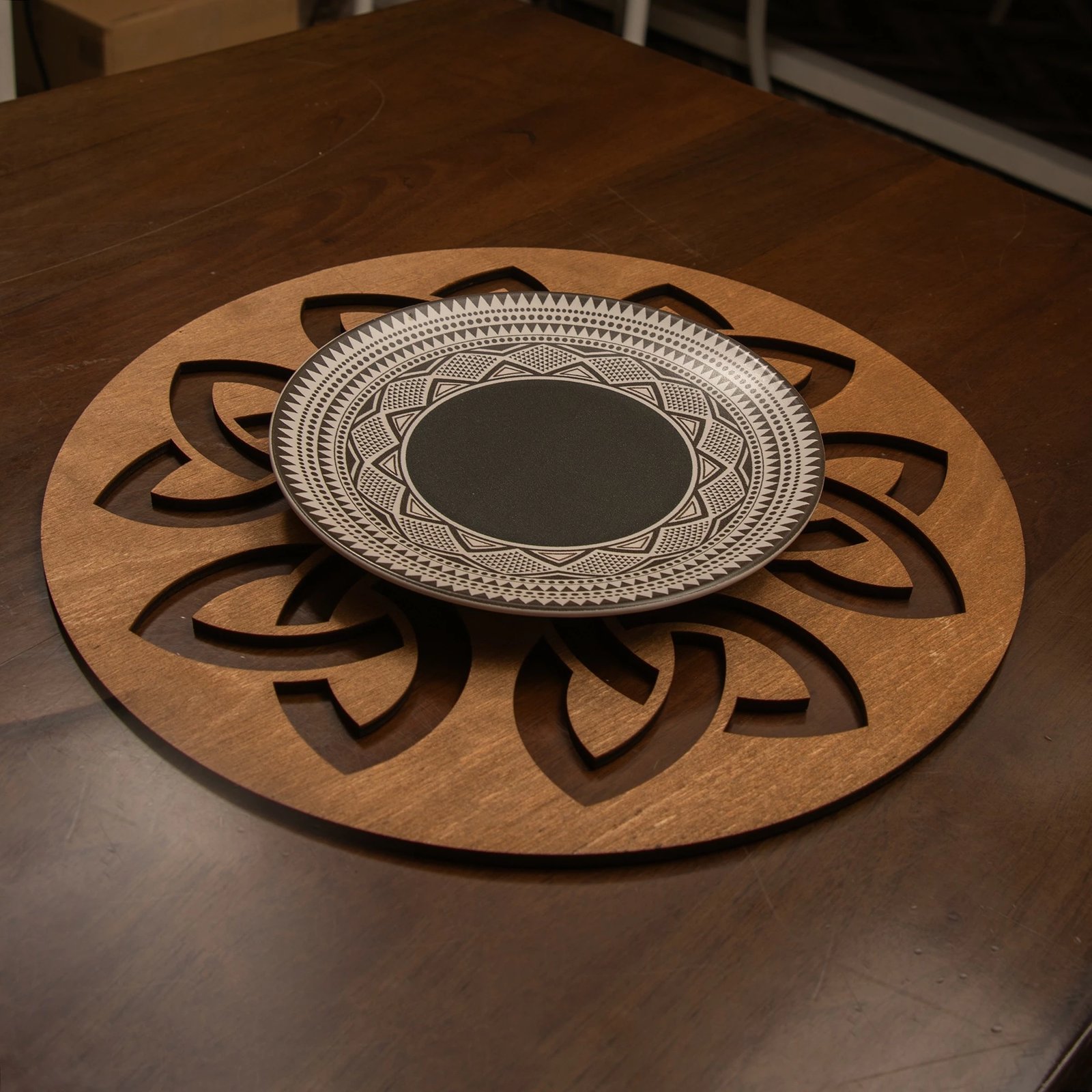 Set nënshimesh tavoline prej druri, 4 copë, Hermia, Lugh, ngjyrë arre