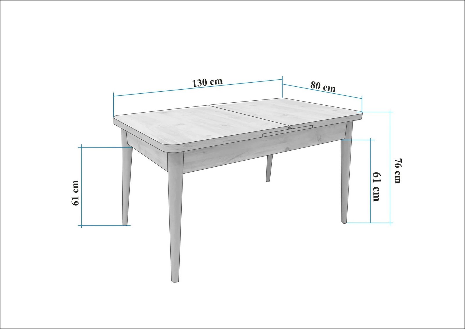 Set tavoline me karrige dhe konsol, zgjatues, 5 pjesë, Skye Decor, Vina 02 0701, ngjyrë lis Atlantik, gri