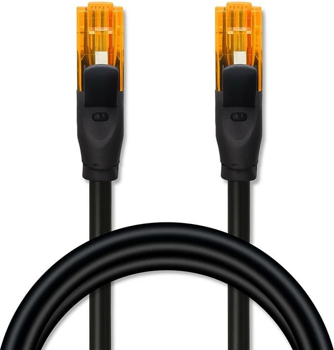 Kabllo rrjeti UTP Cat.6 Qoltec 54565 20m RJ45-RJ45 1Gb/s kontakte të veshura me ar, e zezë