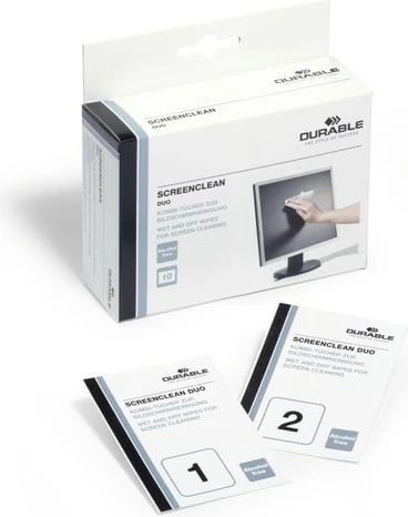 Set pecetash pastruese Durable Screenclean Duo, kuti, e bardhë