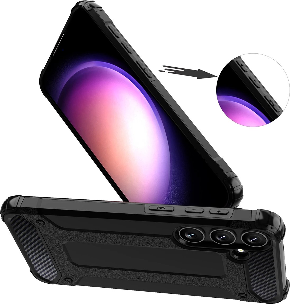 Mbështjellës Hurtel Hybrid Armor për Samsung Galaxy S24 FE, i zi