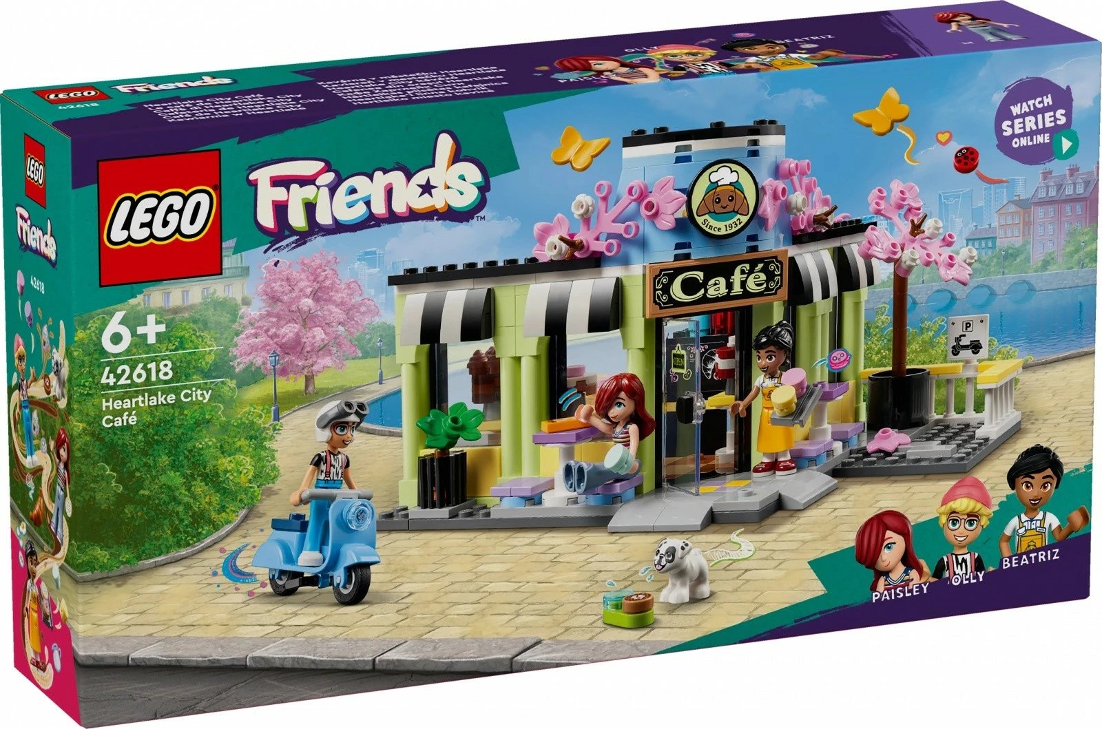 Set LEGO Friends Heartlake Cafe 42618, 426 pjesë, me mini-dollë dhe skuter, plastikë