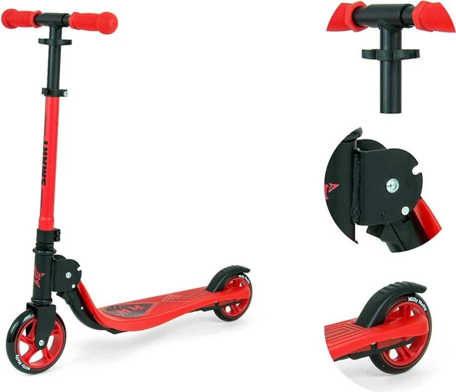 Trotinet, Milly Mally Smart, rrota PU 145/120 mm, palosje e shpejtë, ngarkesë max 100 kg, i kuq