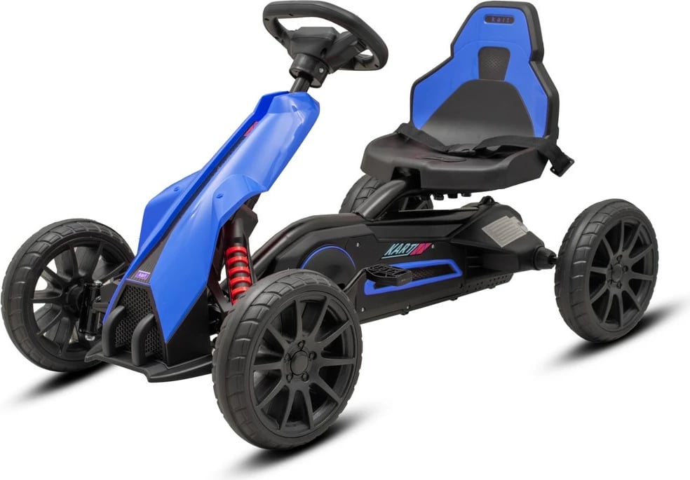 Go-kart me pedale, Baby Mix Speedster, për fëmijë 3–8 vjeç, kornizë metalike, rrota EVA 25 cm, frenë dore, përpara/prapa, deri 30 kg, blu