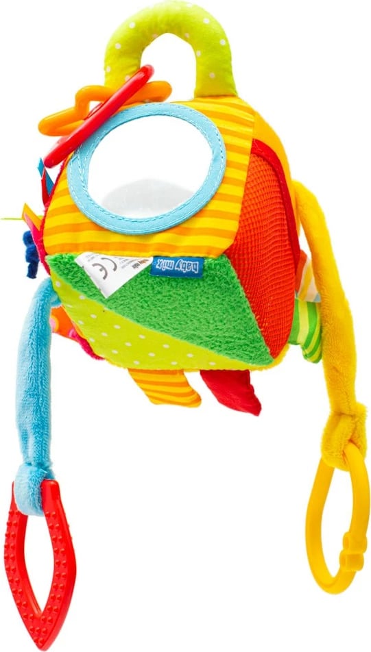 Lodër interaktive, Baby Mix, ZOO, kube aktivitete për foshnje 9x9x9 cm, me pasqyrë plastike, zhurmues dhe unaza varëse, shumëngjyrëshe