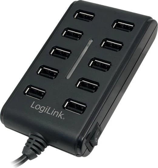 Kasë USB LogiLink UA0125, 10 porta, me çelës ON/OFF, e zezë