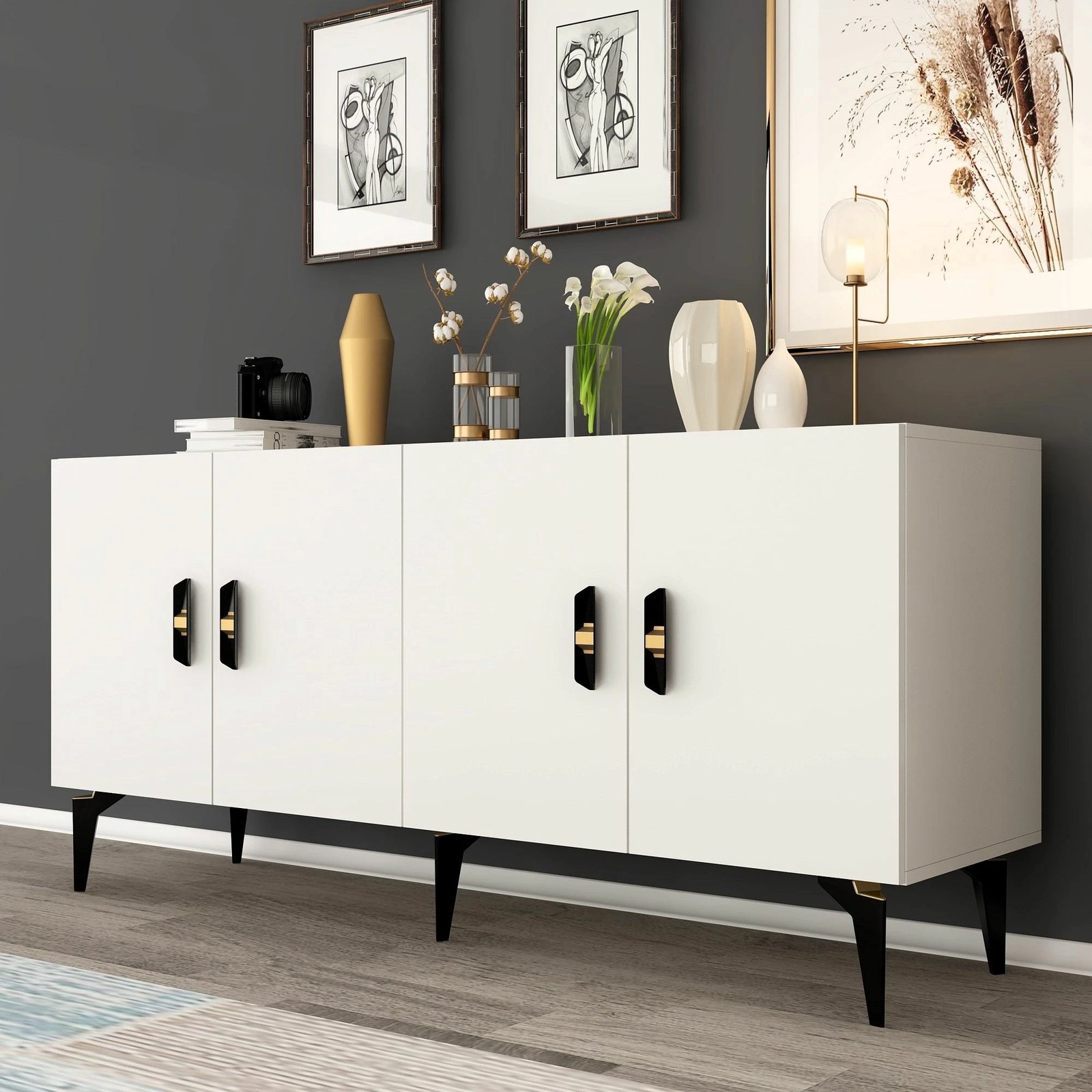 Konsol Skye Decor, ngjyrë e bardhë, Plus