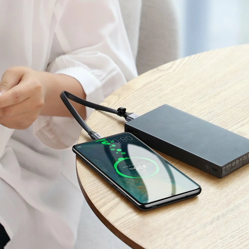 Kabllo USB-C Baseus Simple CATMBJ-BG1, 23cm, 40W, e zezë/argjendtë Kabllo USB-C Baseus Simple CATMBJ-BG1, 23cm, 40W, e zezë/argjendtë