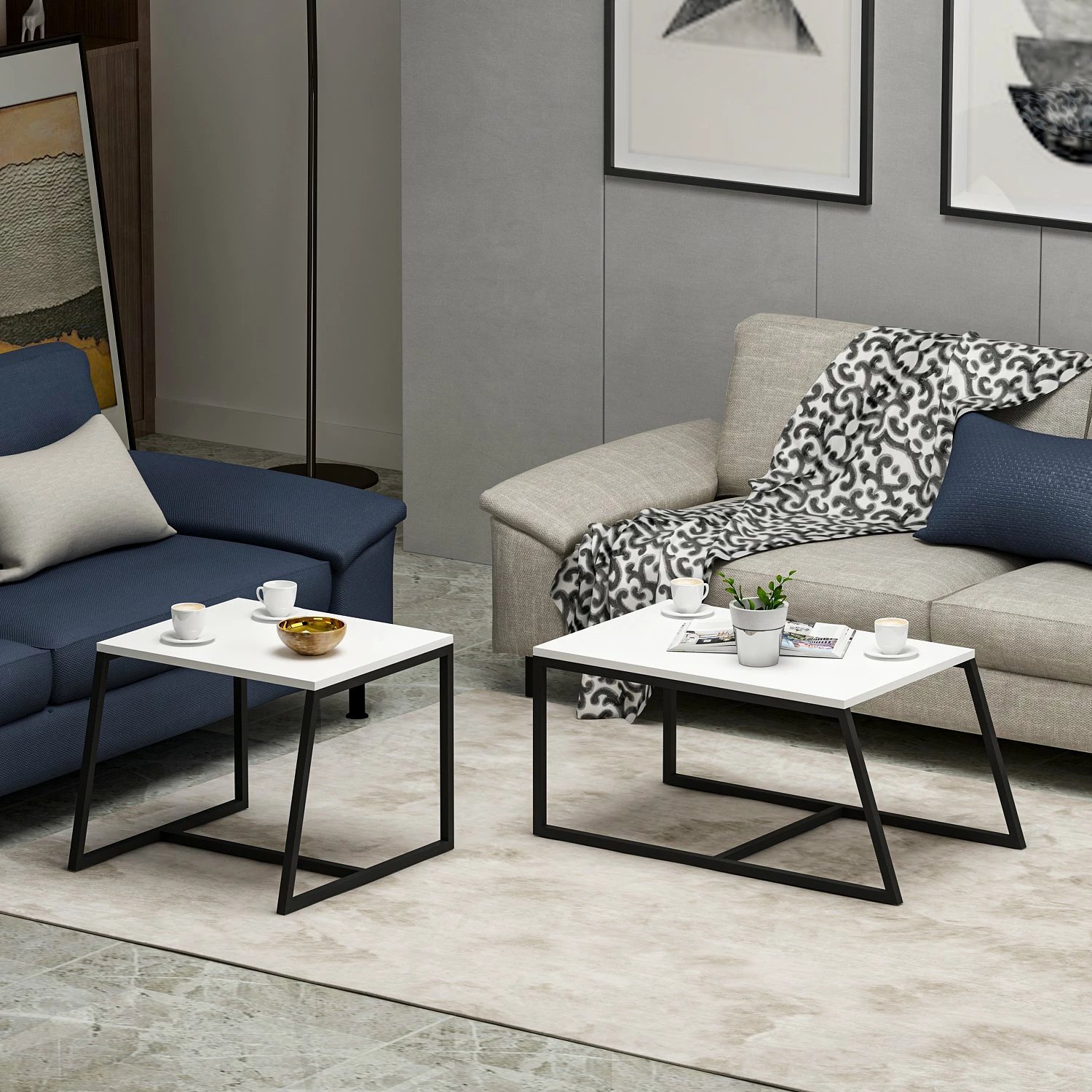 Tavolinë kafeje Hanah Home, minimaliste, e bardhë