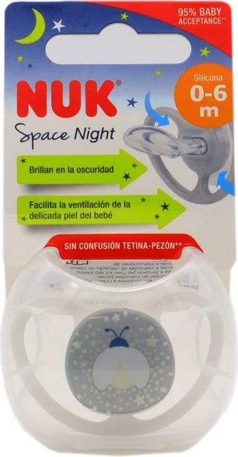 Qetësues silikoni për fëmijë NUK Space Night unisex 0-6 muaj, 1 copë