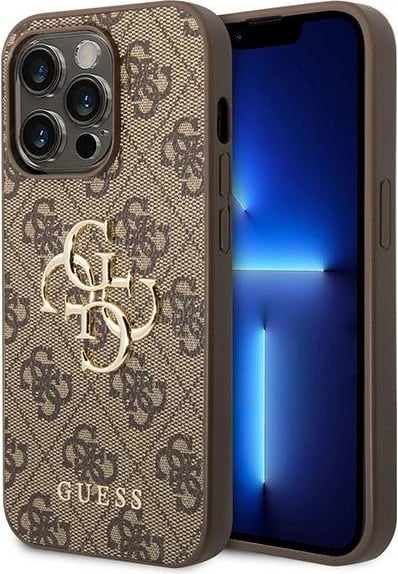 Mbështjellës Guess GUHCP15X4GMGBR për iPhone 15 Pro Max 6.7", 4G Big Metal Logo, Kafe