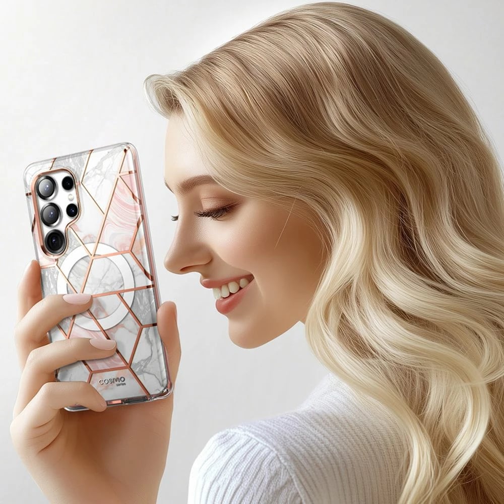 Mbështjellës Supcase Cosmo Mag për Samsung Galaxy S25 Ultra, Marble Pink