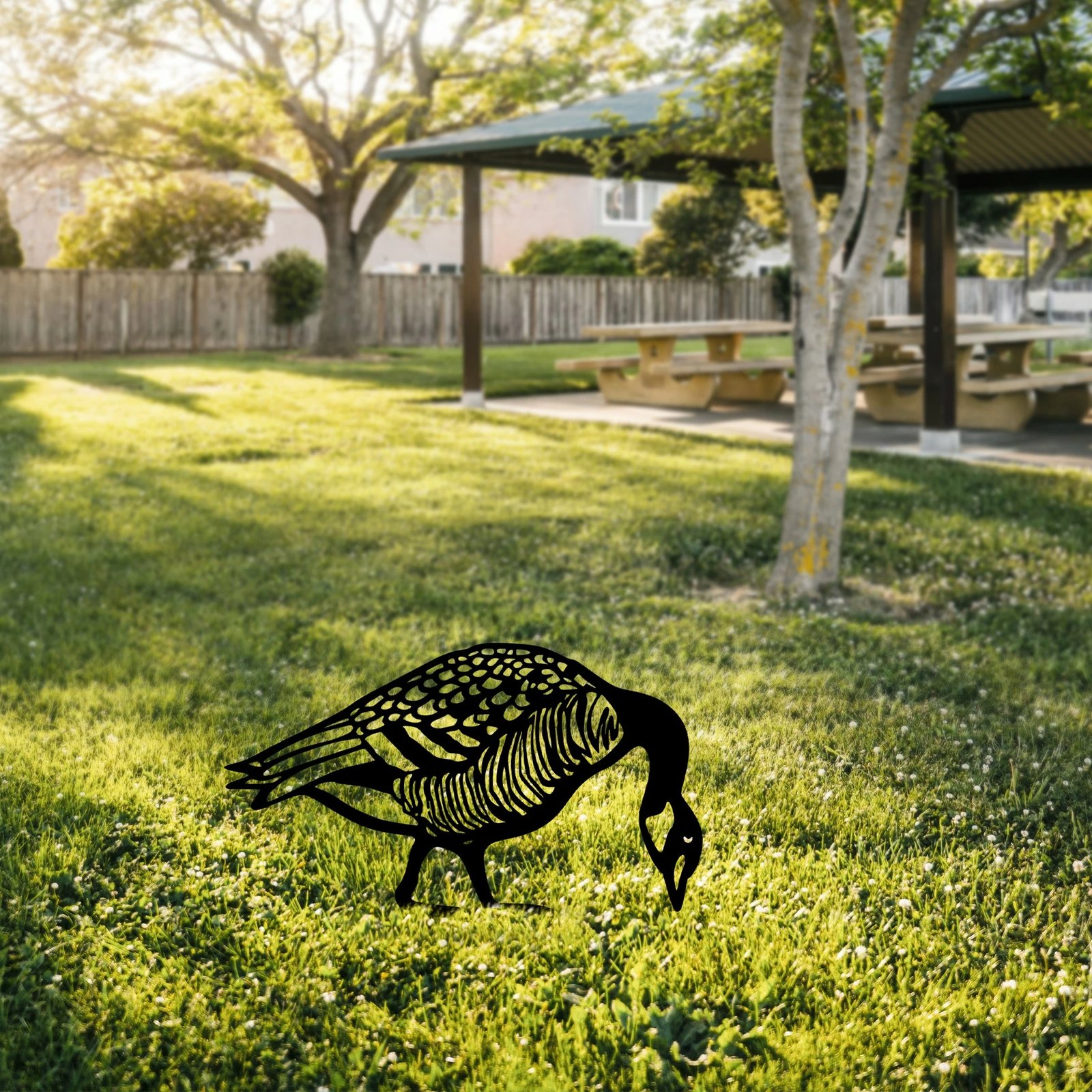 Objekt dekorativ për kopsht, dizajn Aberto, patë, Goose 02, ngjyrë e zezë, 44x50cm