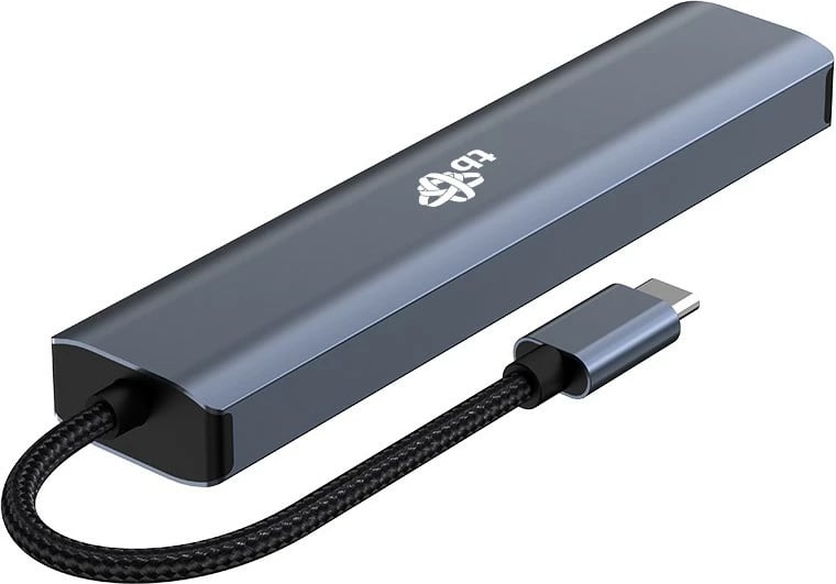 Adapter HUB USB C 6-në-1 TB, HDMI, 3x USB 3.0, PD, RJ-45, Grafit