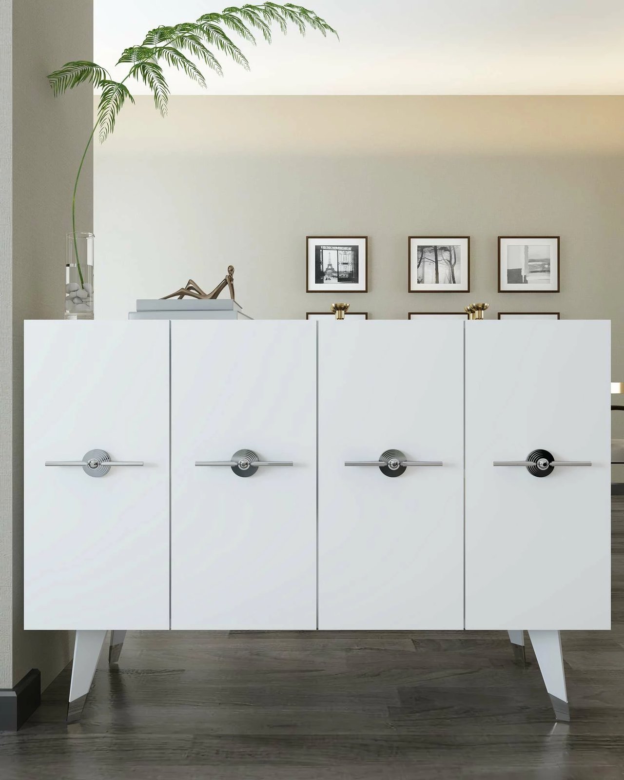 Konsol Skye Decor, e bardhë, argjend, 8169KM-32