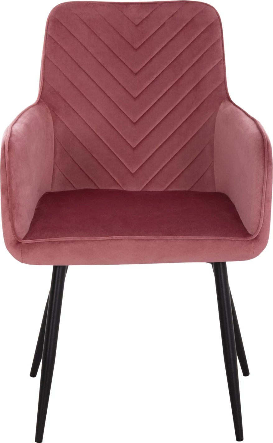 Karrige ngrënieje me krahë LATRELL, kadife rozë e zbehtë, këmbë metalike të zeza, 54x57x84cm, set prej 2 copash