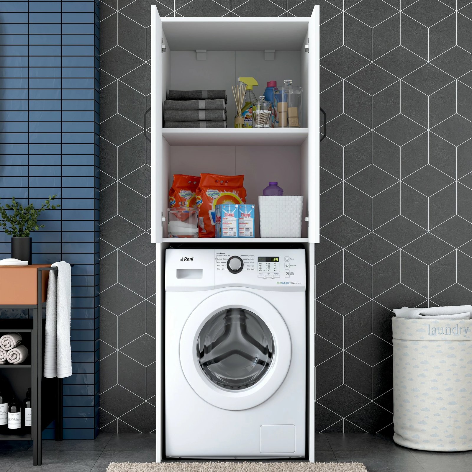 Dollap për lavatriçe, i bardhë, Hanah Home, KD110 - 3192