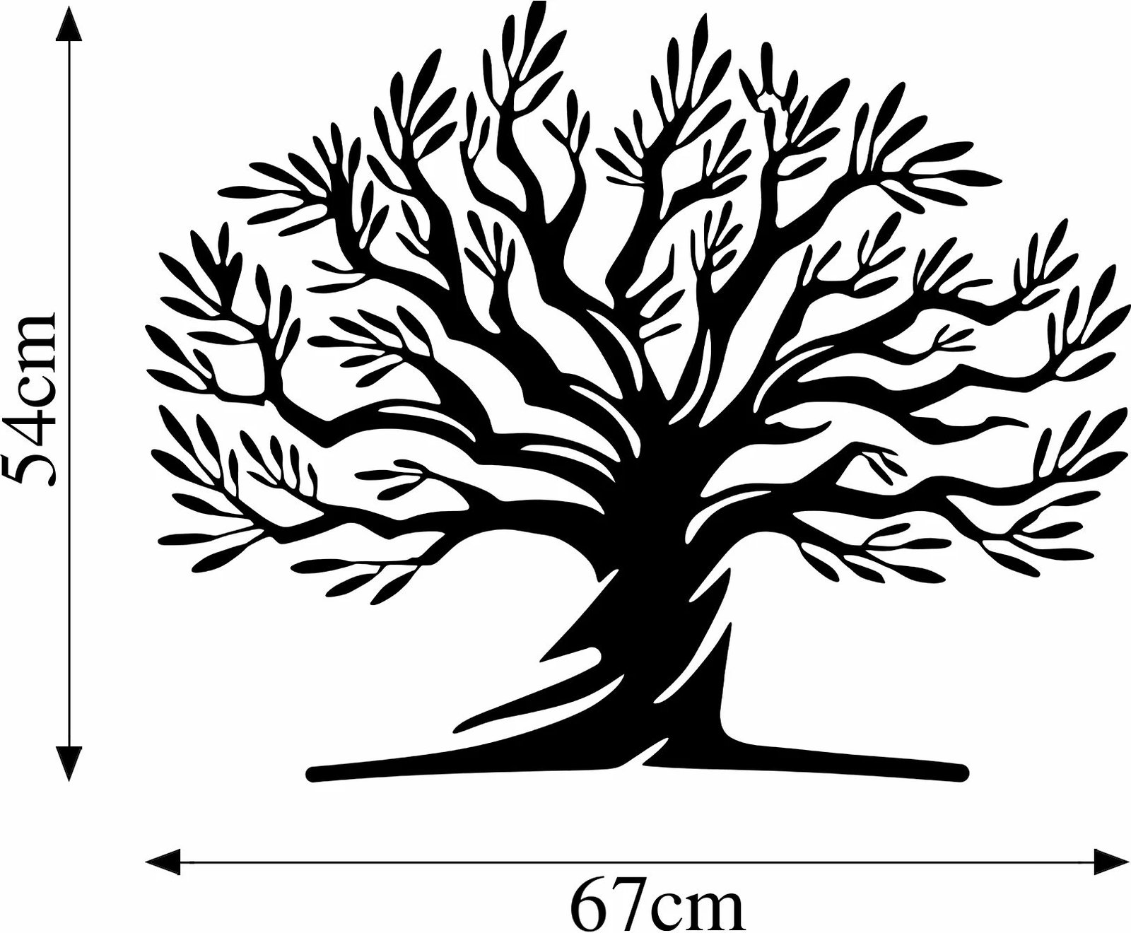 Aksesor dekorativ metalik për mur, Monumental Tree 18, ngjyrë e zezë, 54x67cm