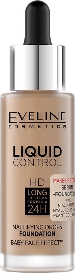 Fondatinë për femra Eveline Cosmetics Liquid Control HD Mattifying 060 Sunny Beige 32ml